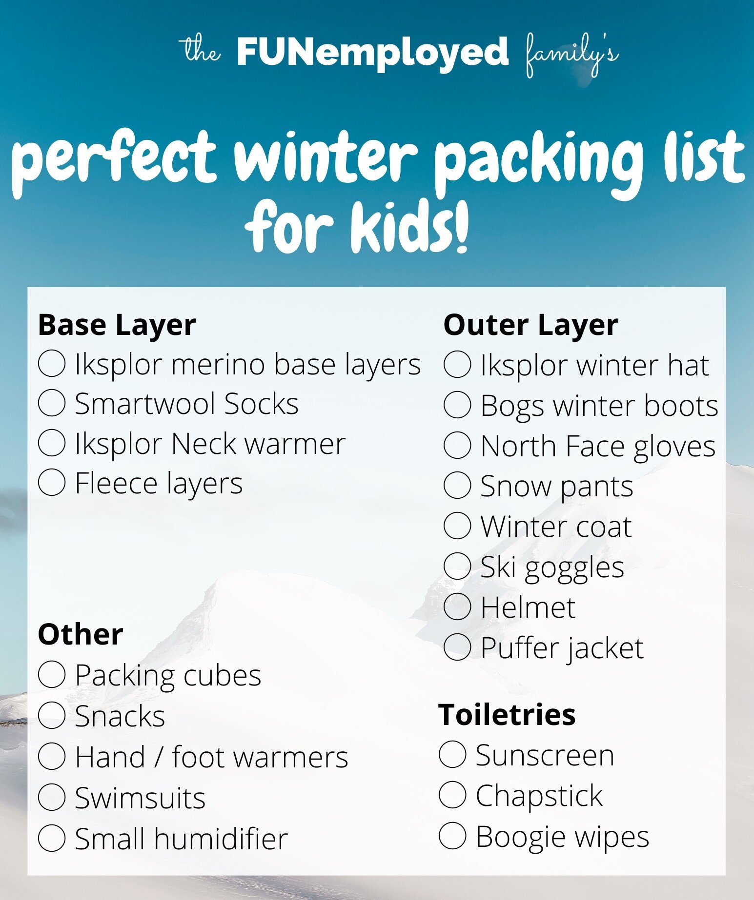Example of Printable Winter Travel Checklist Template Example of Printable Winter Travel Checklist Template