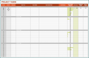 Example of Project List Template
