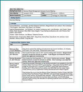 Example of Project Meeting Minutes Template