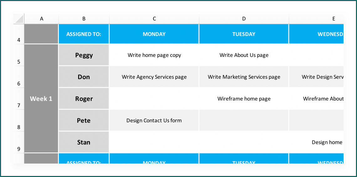 Example of Project Schedule Template Excel