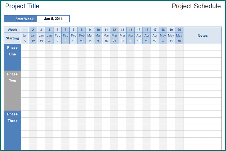 Example of Project Schedule Template