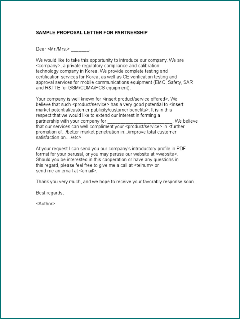 Example of Proposal Letter