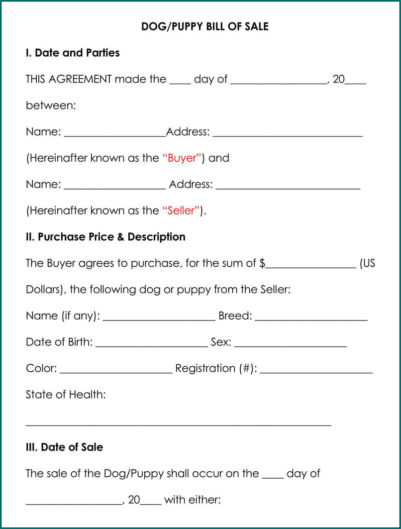 Example of Puppy Deposit Receipt Template
