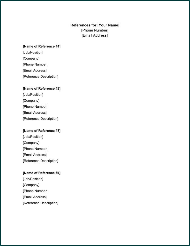 Example of Reference List Template