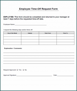 Example of Request Time Off Form