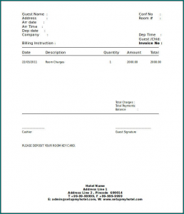 Example of Reservation Receipt Template