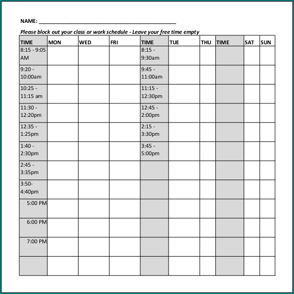 Example of Schedule Template For Teachers