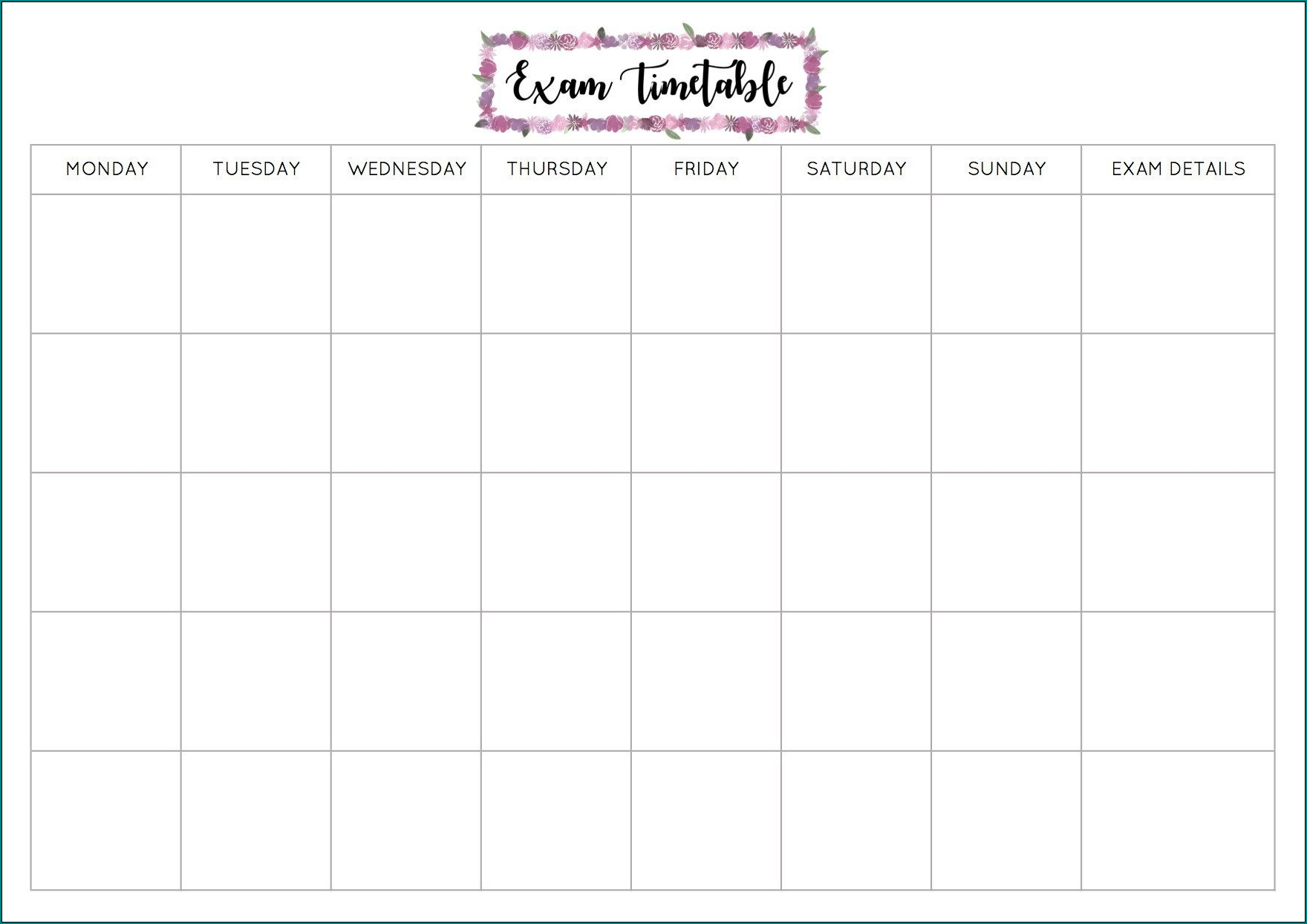 Example of School Schedule Template