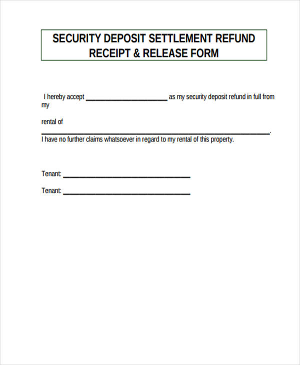 Example of Security Deposit Refund Receipt Template Example of Security Deposit Refund Receipt Template
