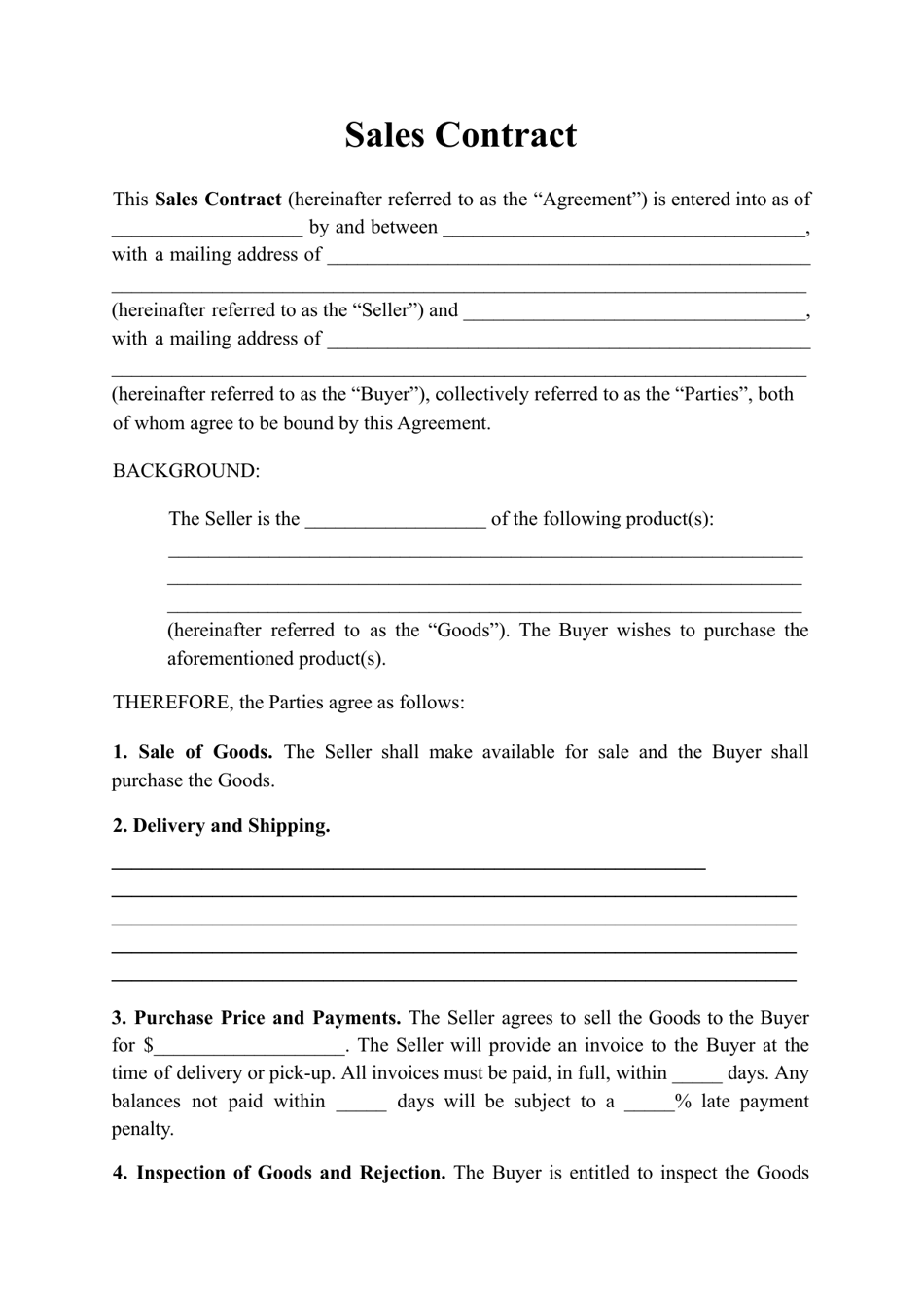 Example of Selling Contract Template Example of Selling Contract Template