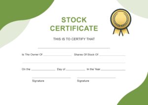 Example of Shareholders Stock Certificate Template