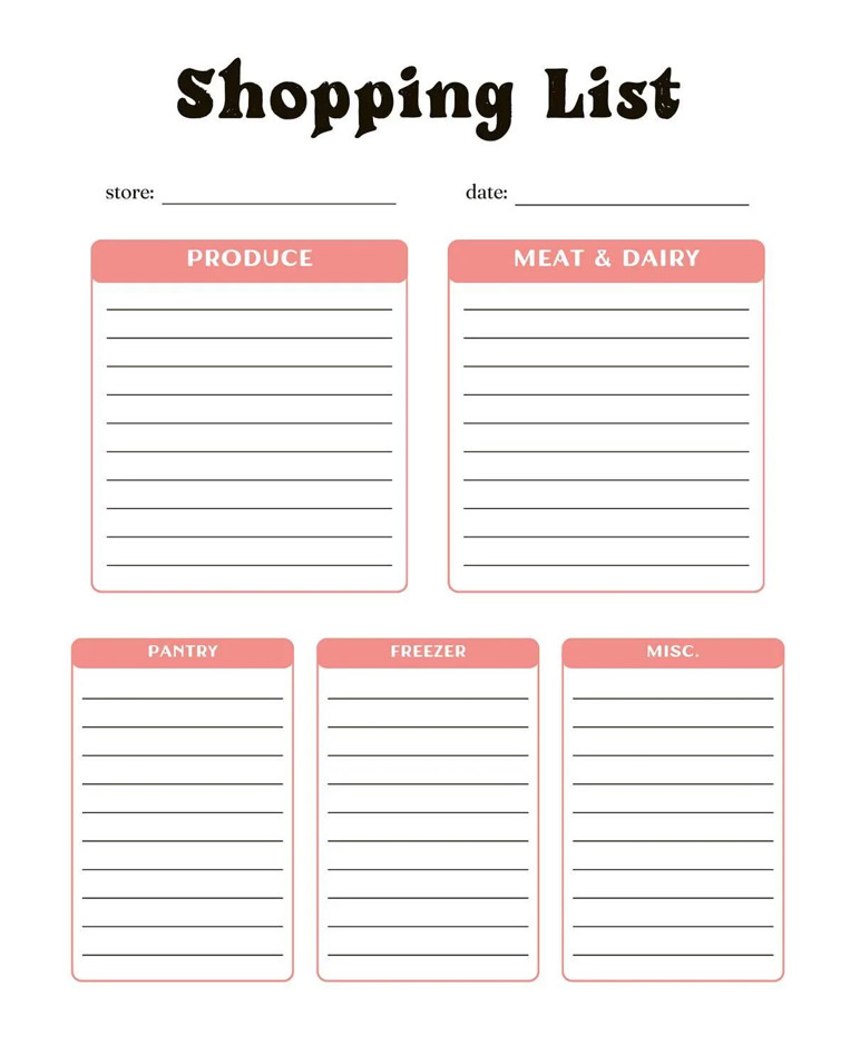 Example of Shopping List Template Example of Shopping List Template