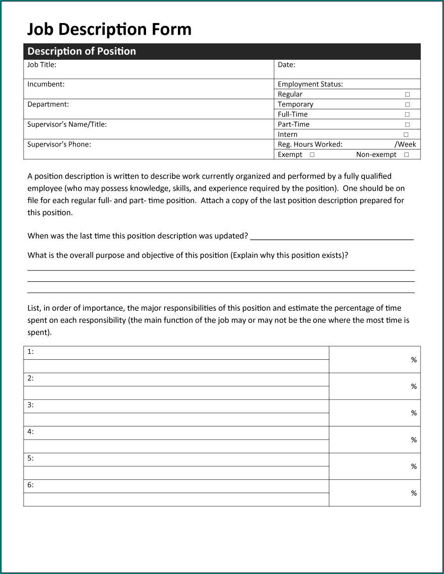 Example of Simple Job Description Template