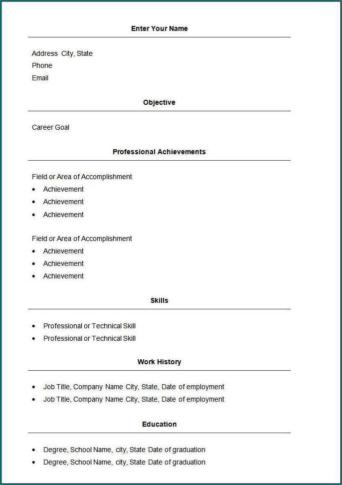 Example of Simple Resume Format