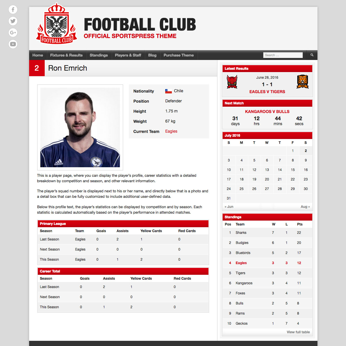 Example of Soccer Player Profile Template Example of Soccer Player Profile Template
