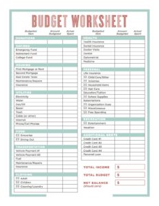 Example of Spending And Savings Worksheet Template