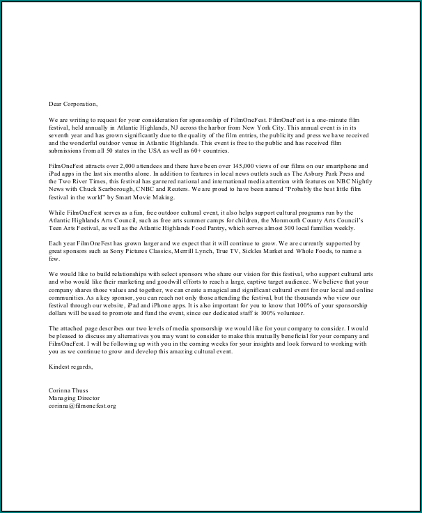 Example of Sponsorship Letter Template