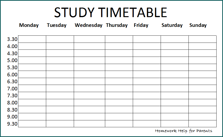 Example of Study Schedule Template