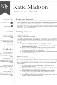 Example of Teacher Resume Template