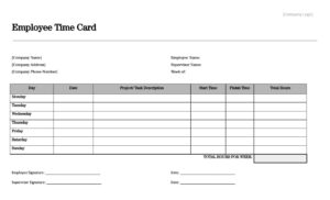 Example of Time Card Template