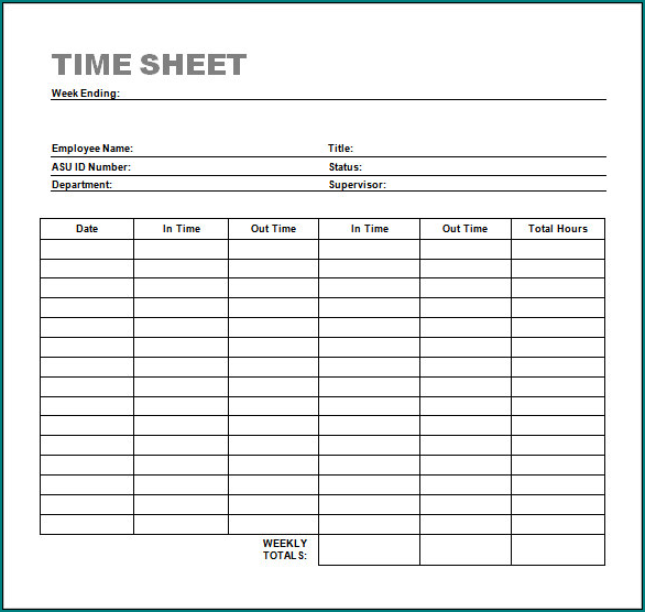 Example of Timesheet Template Word