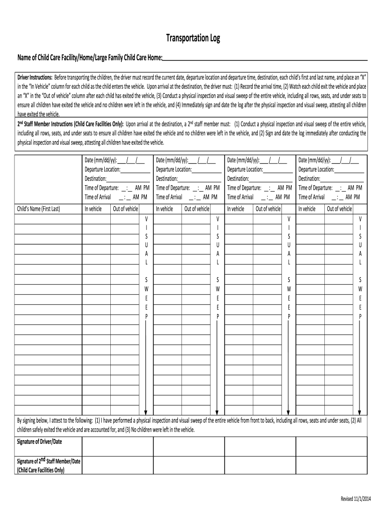 Example of Transportation Log Template Example of Transportation Log Template