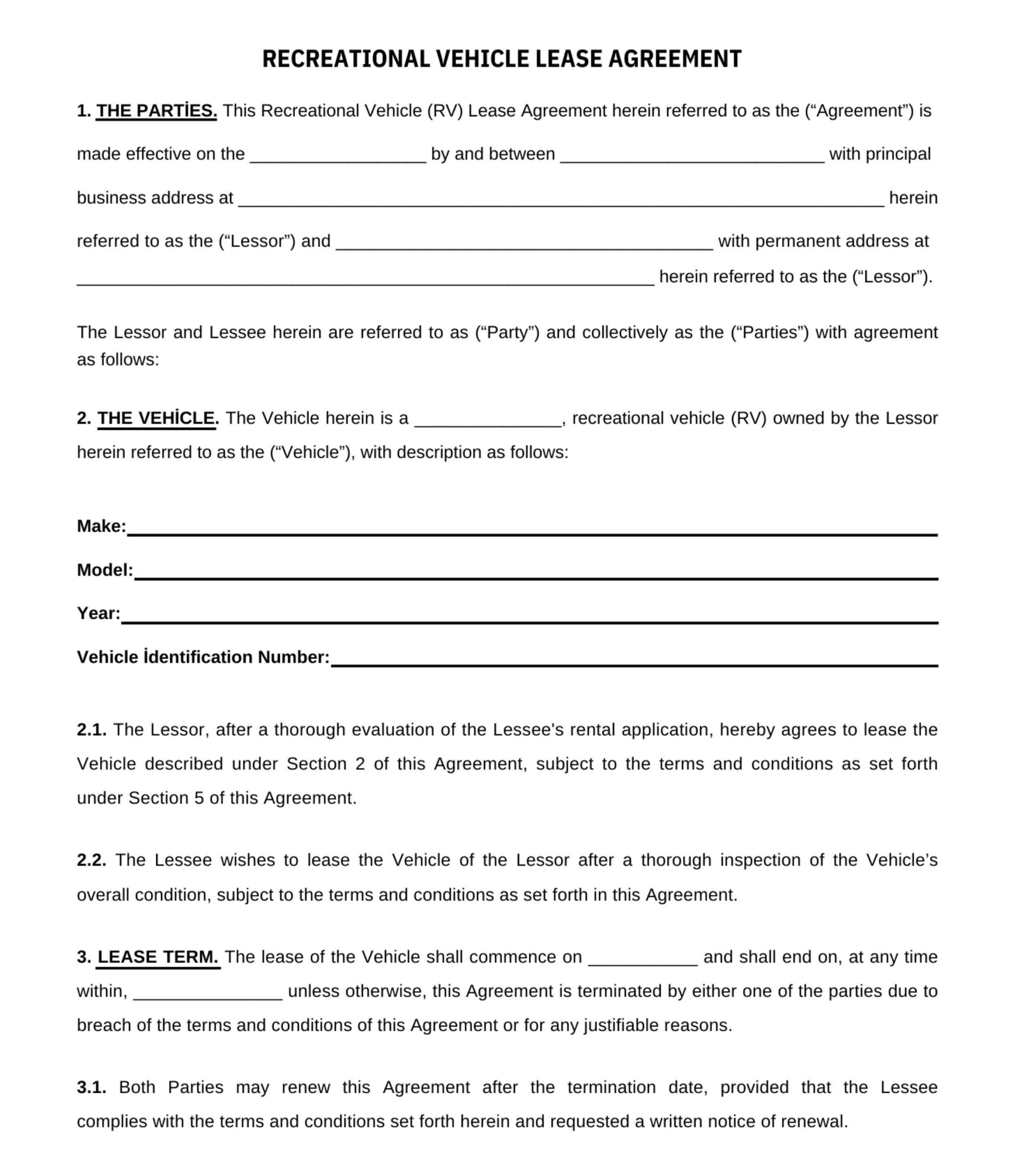 Example of Travel Trailer Rental Agreement Template Example of Travel Trailer Rental Agreement Template