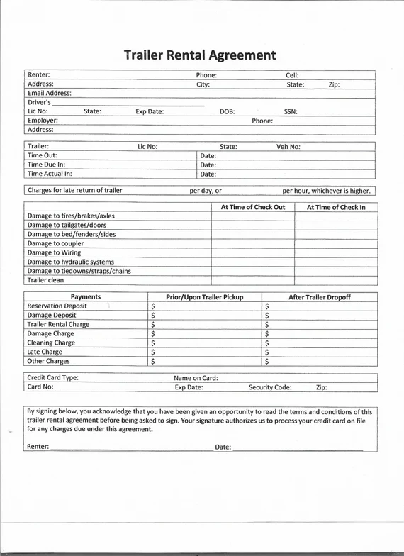 Example of Utility Trailer Rental Agreement Template Example of Utility Trailer Rental Agreement Template