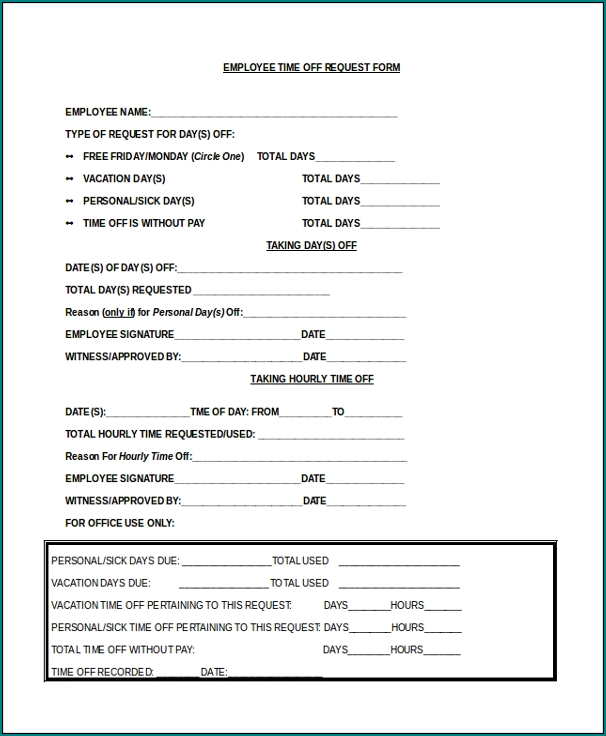 Example of Vacation Request Form