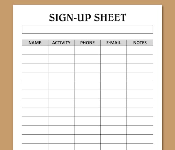 Example of Volunteer Sign up Worksheet Template Example of Volunteer Sign up Worksheet Template