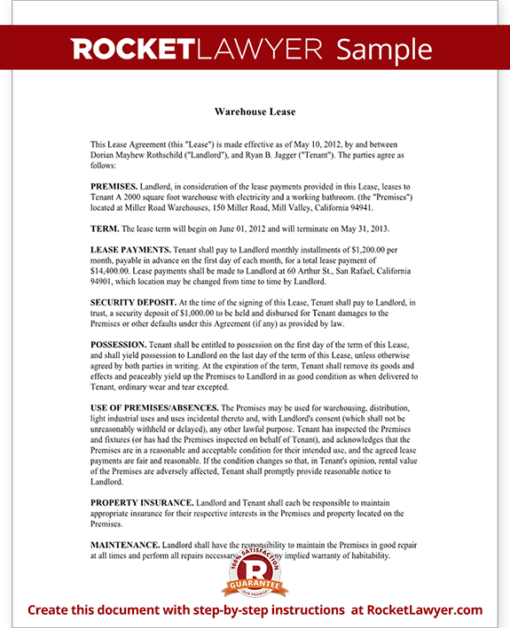 Example of Warehouse Lease Agreement Template Example of Warehouse Lease Agreement Template