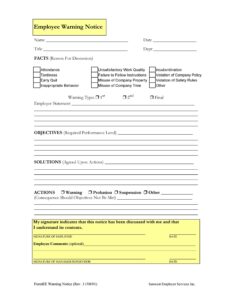 Example of Warning Notices Template For Employees