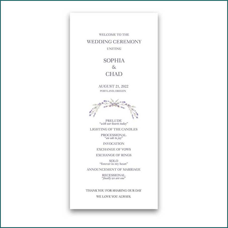 Example of Wedding Program Fan Template
