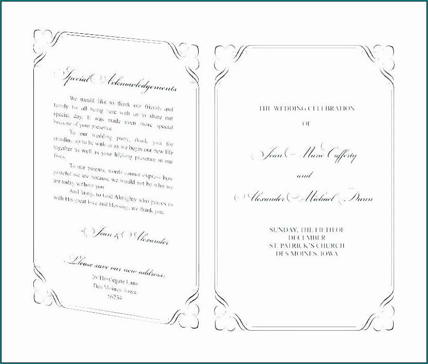 Example of Wedding Program Template Word