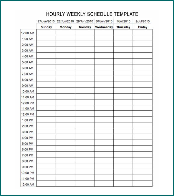 Example of Week Schedule Template