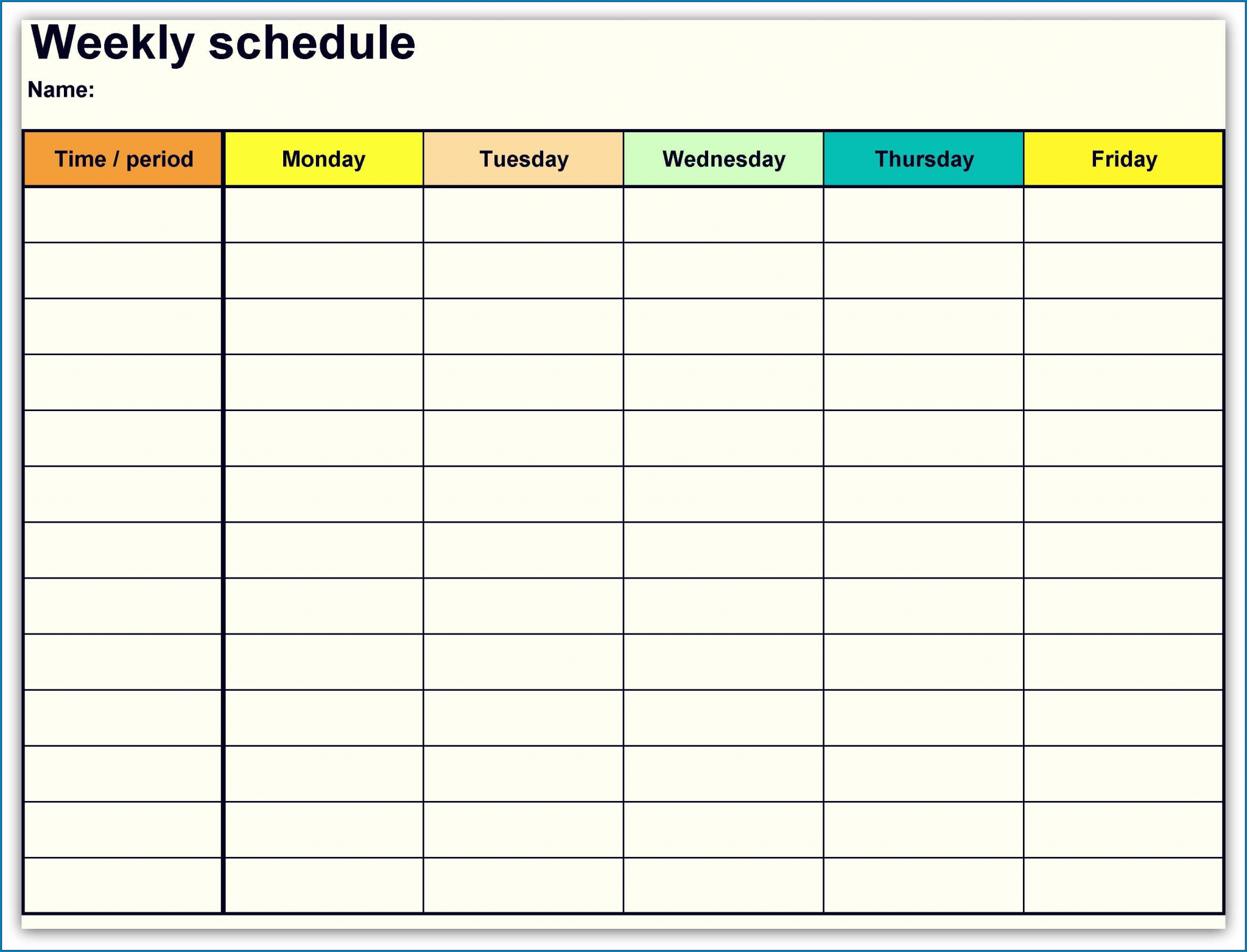 Example of Weekly Calendar Template Example of Weekly Calendar Template