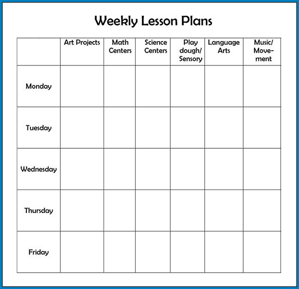 Example of Weekly Lesson Planner Template Example of Weekly Lesson Planner Template