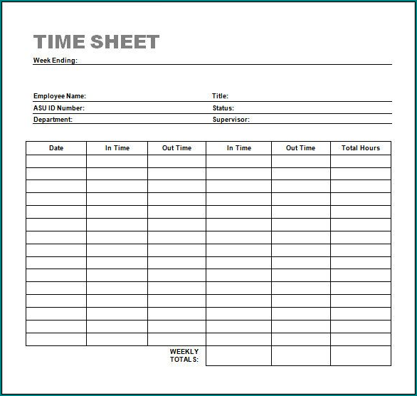 Example of Weekly Timesheet Template