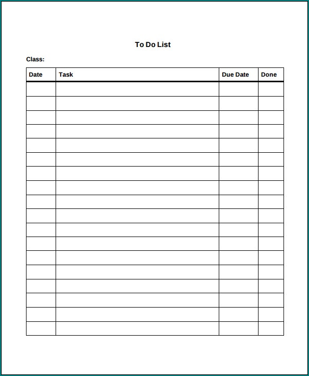Example of Work To Do List Template