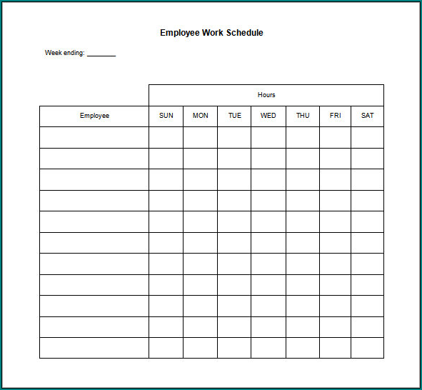 Example of Working Schedule Template