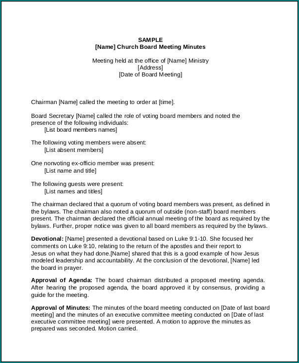 Example of Writing Meeting Minutes