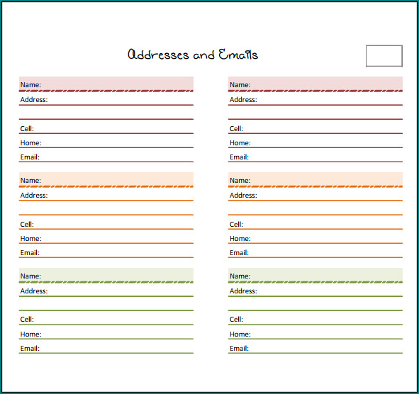 Excel Address Book Template Sample