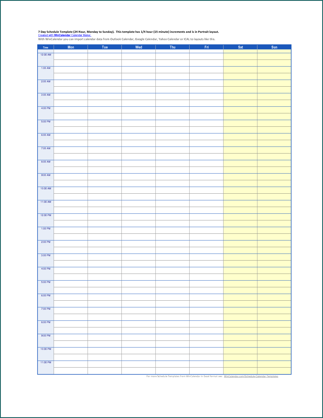 Excel Schedule Template Example