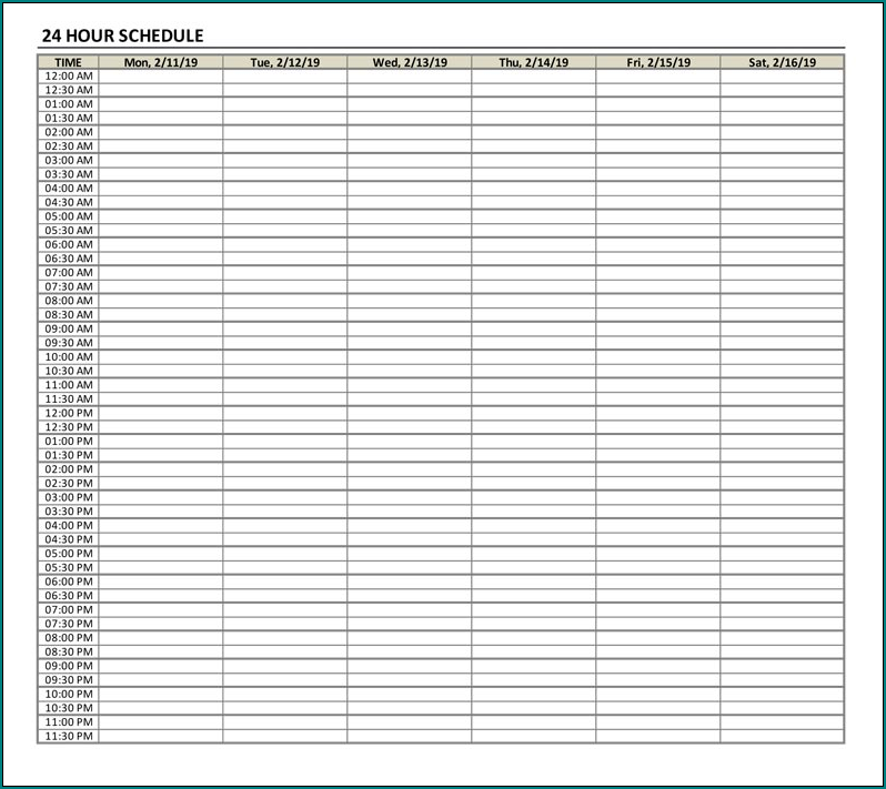 Excel Schedule Template Sample