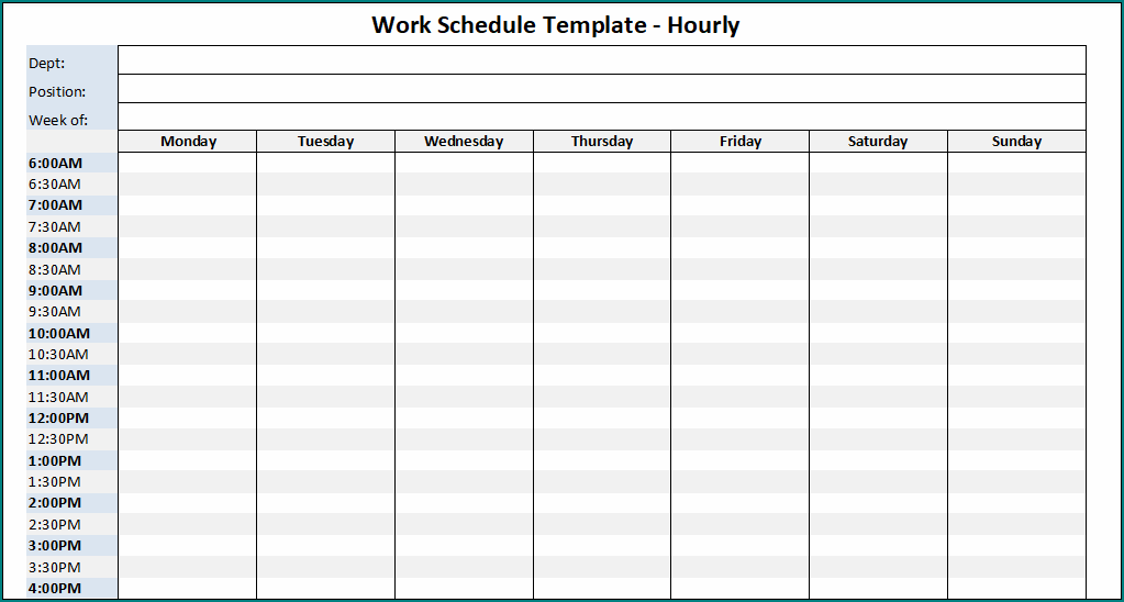 Excel Schedule Template