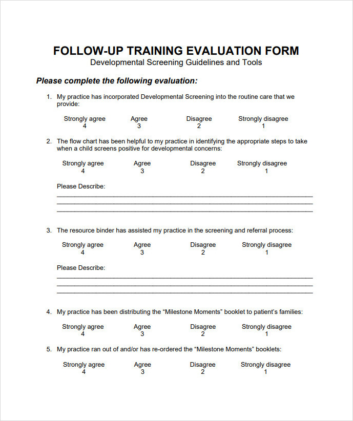 Follow Up Training Evaluation Form Follow Up Training Evaluation Form