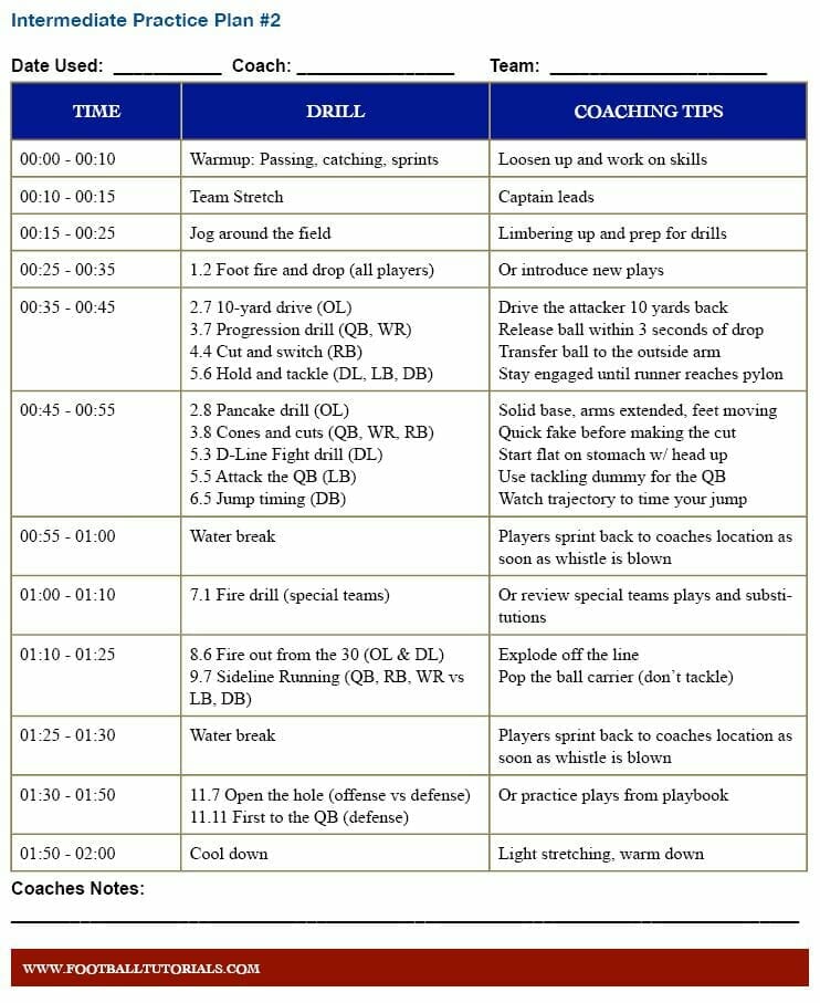 Football Practice Planner Template Football Practice Planner Template