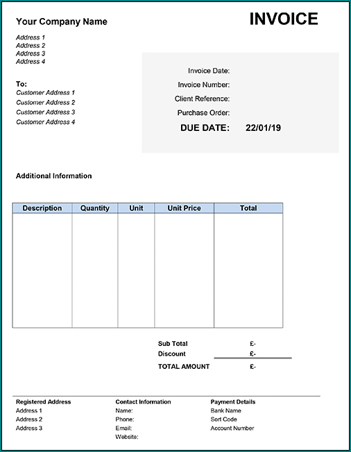 Freelance Invoice Template Sample