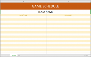 Game Schedule Template