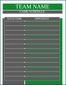 Game Schedule Template Example
